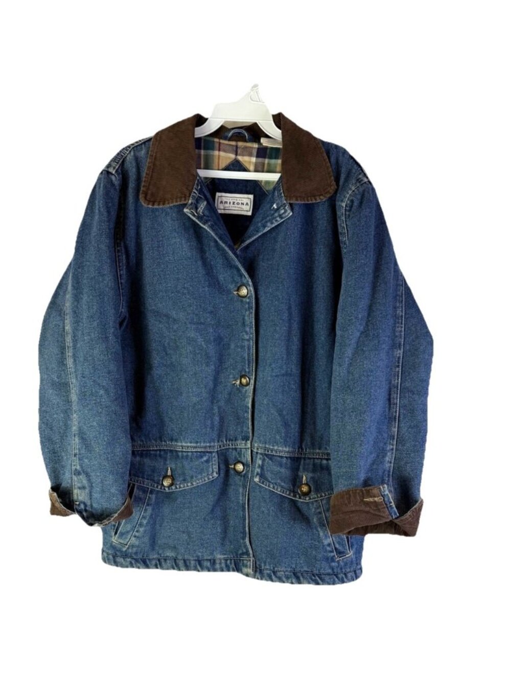 Vintage 90s Barn Chore Jacket Coat Denim Jean Insulated Corduroy Collar
